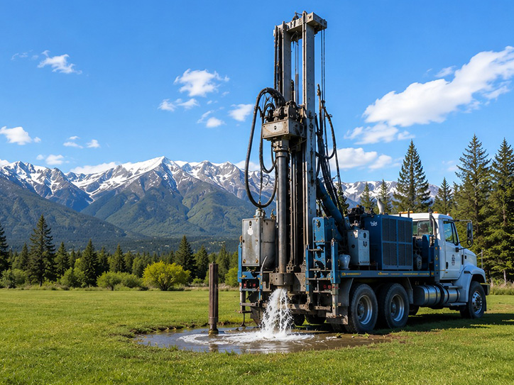 Professional water well drilling equipment in the Fraser Valley